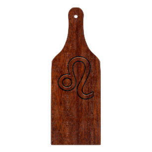 Leo Zodiac Symbol in Mahogany wood style decor Cutting Board