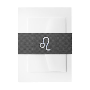 Leo Zodiac Symbol on Carbon Fibre Style Print Invitation Belly Band