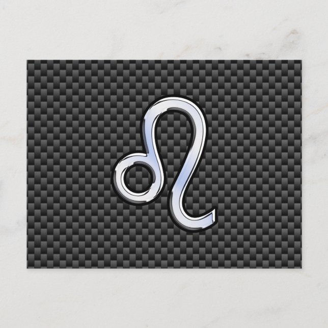 Leo Zodiac Symbol on Carbon Fibre Style Print Postcard (Front)