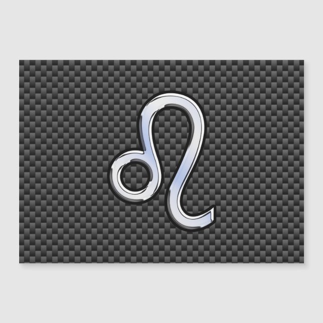 Leo Zodiac Symbol on Charcoal Carbon Fiber Print (Front)