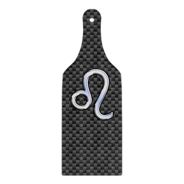Leo Zodiac Symbol on Charcoal Carbon Fibre Decor Cutting Board (Front)