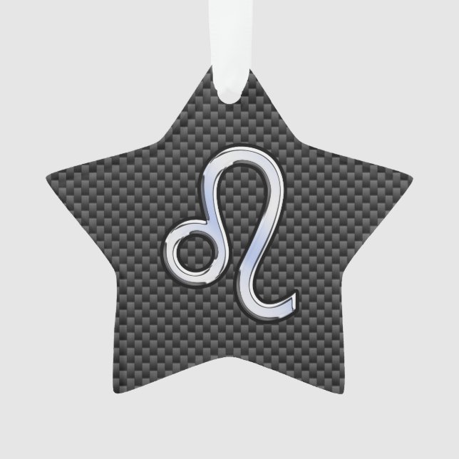 Leo Zodiac Symbol on Charcoal Carbon Fibre Decor Ornament (Front)