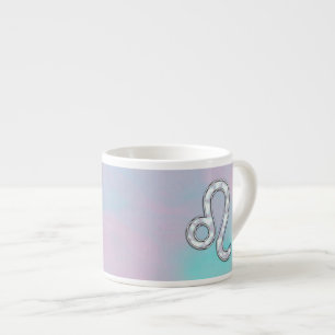 Leo Zodiac Symbol on Pastels Nacre Style Print Espresso Cup