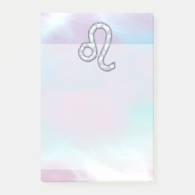 Leo Zodiac Symbol on Pastels Nacre Style Print Post-it Notes (Front)
