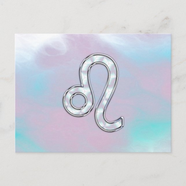 Leo Zodiac Symbol on Pastels Nacre Style Print Postcard (Front)