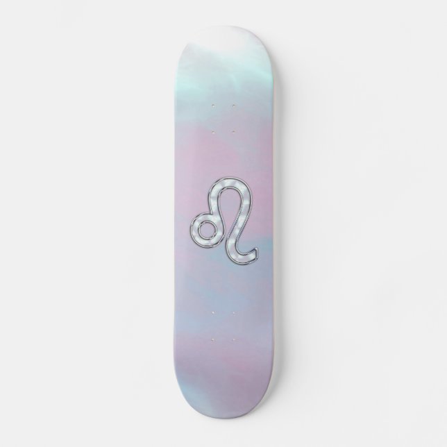 Leo Zodiac Symbol on Pastels Nacre Style Print Skateboard (Front)