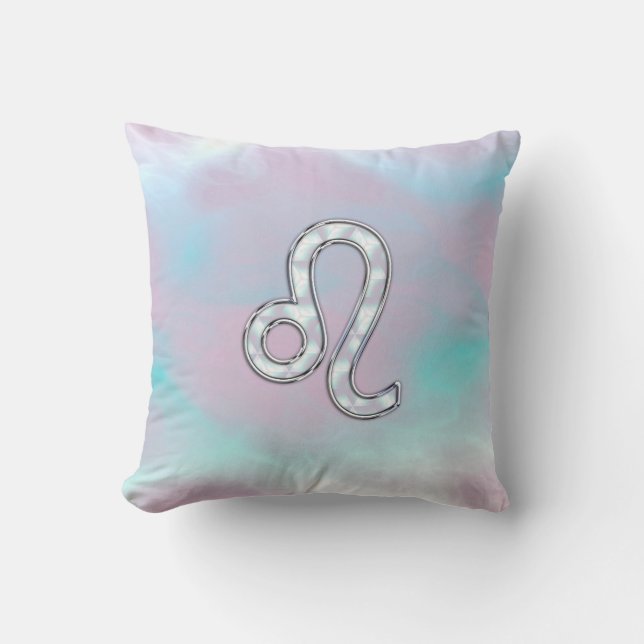 Leo Zodiac Symbol on Pastels Nacre Style Print Throw Pillow (Front)