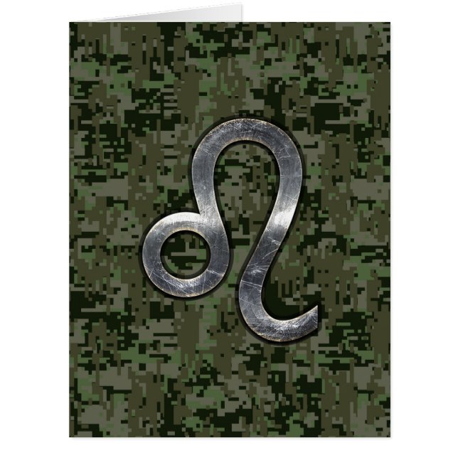Leo Zodiac Symbol on Woodland Digital Camo (Front)