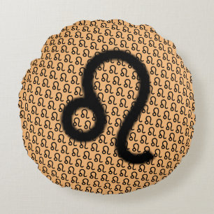 Leo Zodiac Symbol Standard by Kenneth Yoncich Round Pillow