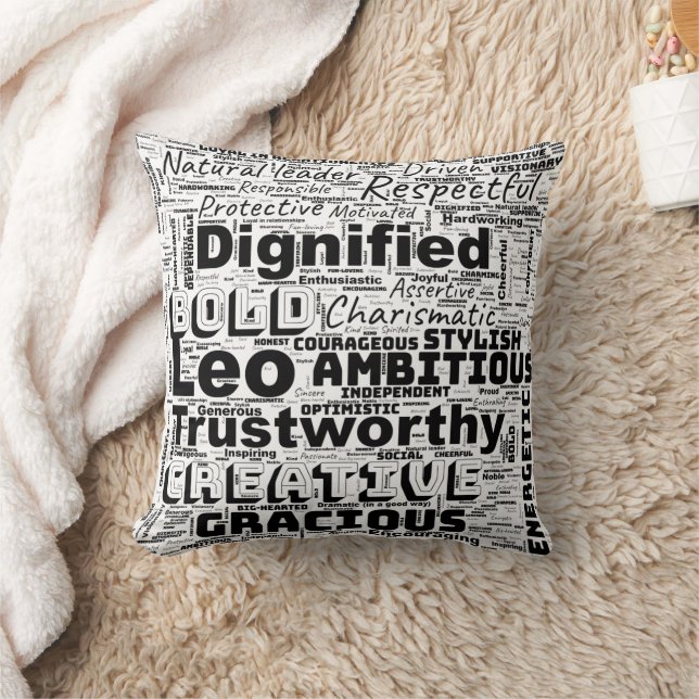Leo Zodiac Word Cloud Inspiration Throw Pillow (Blanket)
