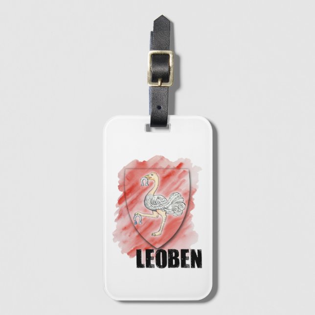 Leoben coat of arms watercolor Styria Austria Luggage Tag (Front Vertical)