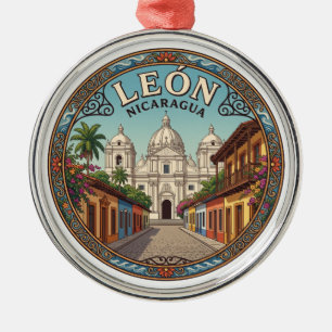 León Cathedral Nicaragua Metal Ornament