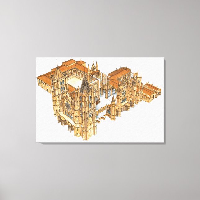 Leon Cathedral. Spain Canvas Print (Front)