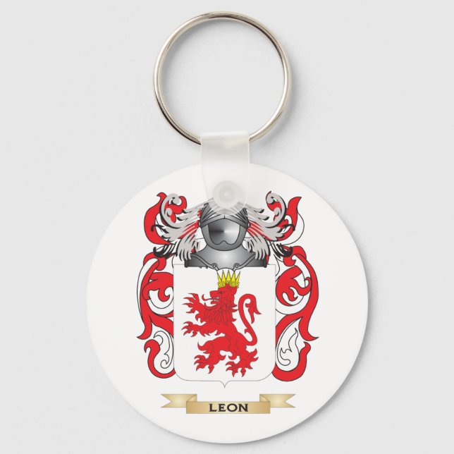 Leon Coat of Arms (Family Crest) Keychain (Front)