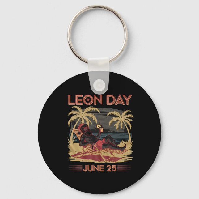 Leon Day June 25 Santa Beach 6 Months To Christmas Keychain (Front)