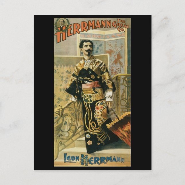 Leon Herrmann  Magician ~ Vintage Magic Act Postcard (Front)