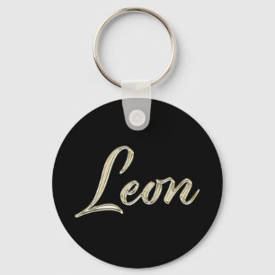 Leon Name whitegold Button Schlüsselanhänger Keychain