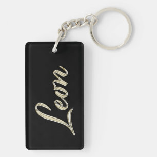 Leon Name whitegold key trailer Keychain