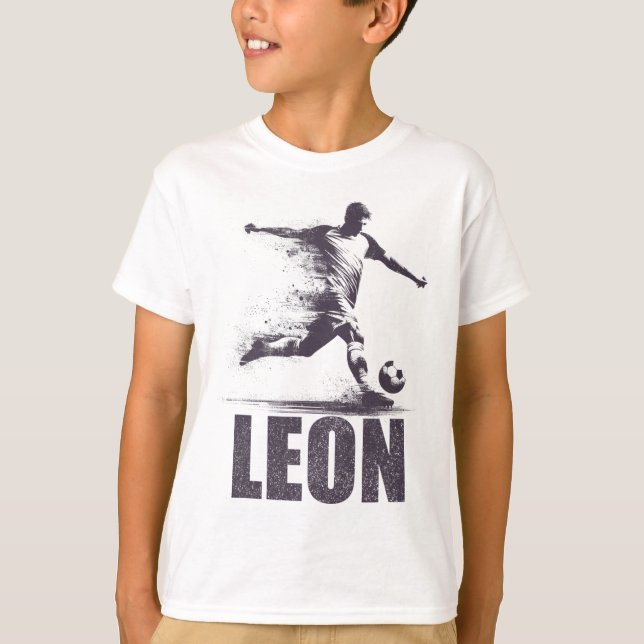 Leon Soccer Boys Personalized First Name Leon  T-Shirt (Front)