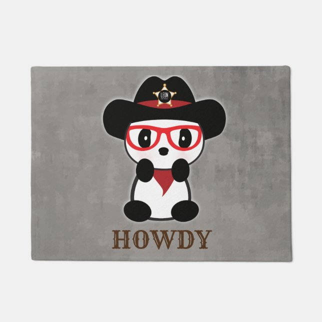 Leon The Panda Bear -  Cowboy Panda Bear Doormat (Front)
