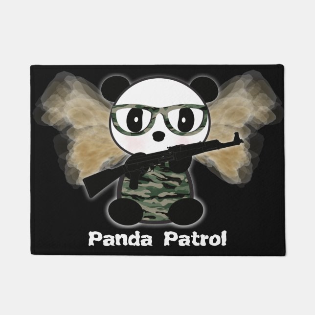 Leon the Soldier Panda Bear Doormat (Front)