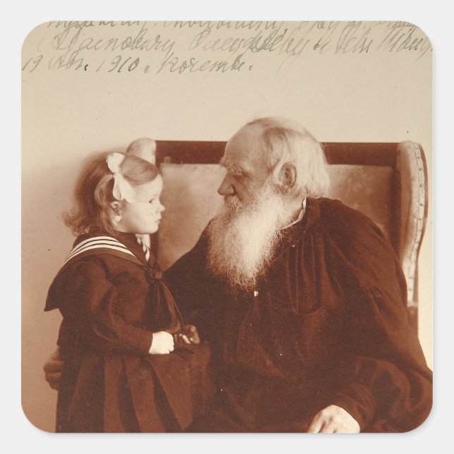 Leon Tolstoy with his granddaughter, Tatiana Square Sticker (Front)