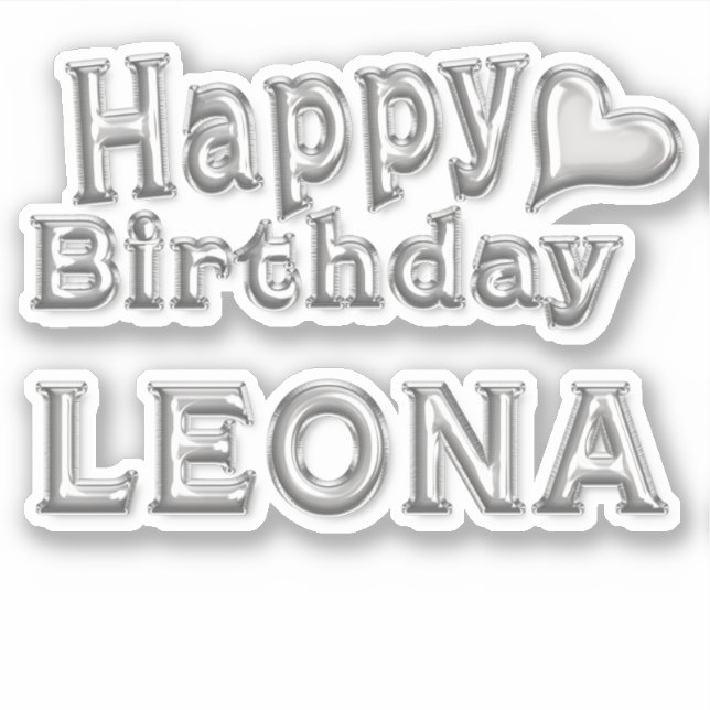 Leona Happy Birthday silver Sticker (Front)