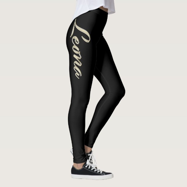 Leona white gold Handwriting trousers Leggings (Right)