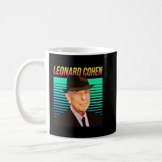 Leonard Cohen Retro Portrait Coffee Mug (Left)