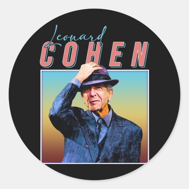 Leonard Cohen Retro Style Music Fan Gifts Classic Round Sticker (Front)