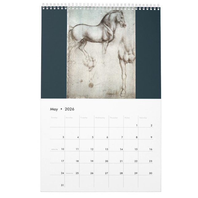 Leonardo da Vinci Calendar (May 2026)
