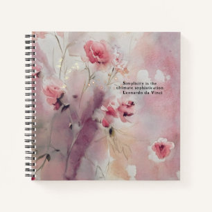 Leonardo da Vinci Citation Pink Floral Journal