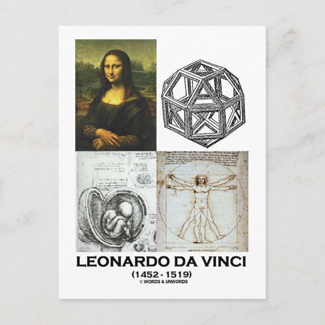 Leonardo da Vinci Collage (Collection of Works) Postcard (Front)