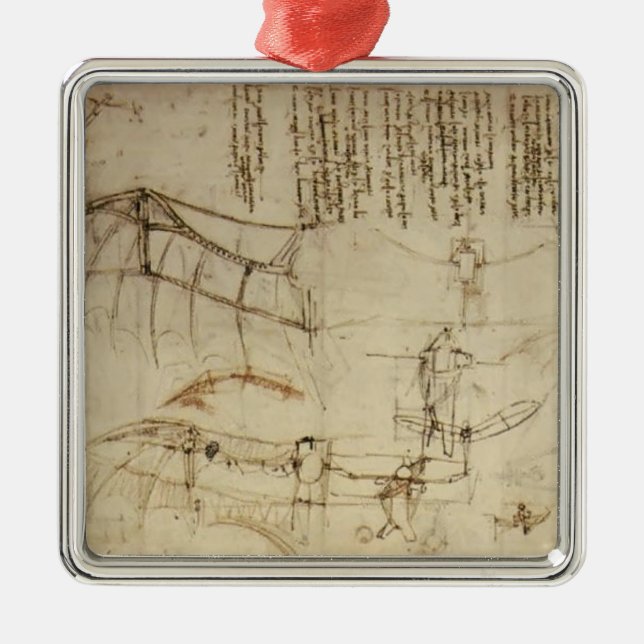 Leonardo da Vinci- Design for a Flying Machine Metal Ornament (Front)