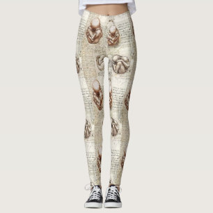 Leonardo Da Vinci Fetal Drawings Leggings