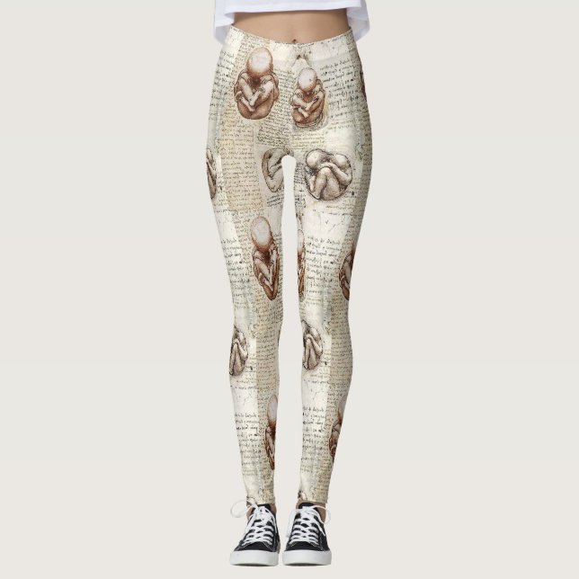 Leonardo Da Vinci Fetal Drawings Leggings (Front)