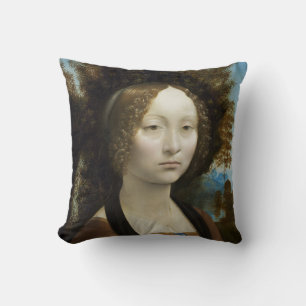Leonardo Da Vinci Ginevra De' Benci Painting Throw Pillow