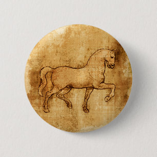 Leonardo Da Vinci Horse Art 2 Inch Round Button