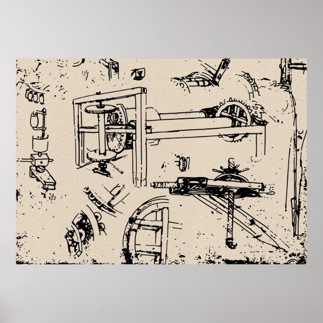 Leonardo da Vinci Inventions Drawing Poster (Front)