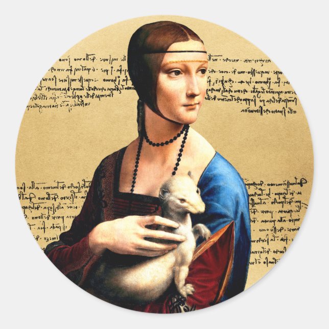 Leonardo da Vinci Lady with Ermine Classic Round Sticker (Front)