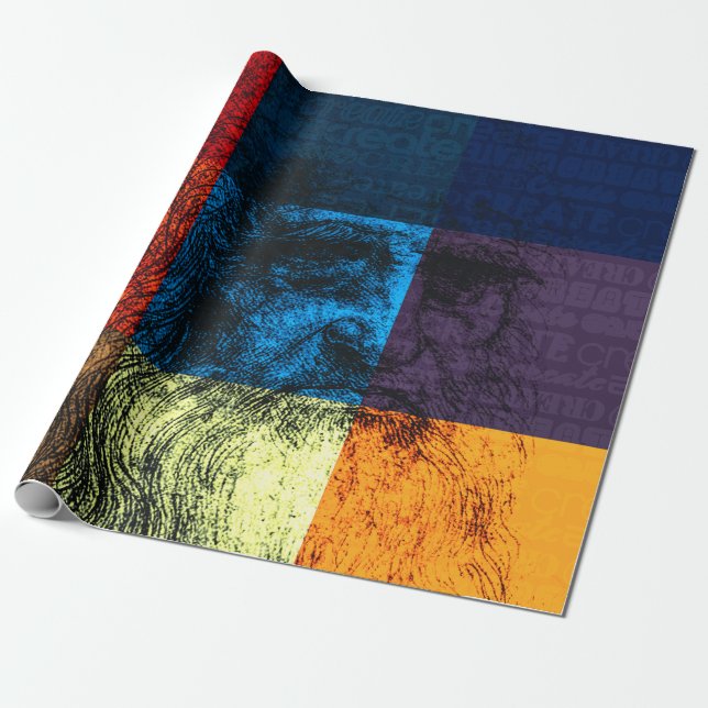 Leonardo Da Vinci Modern Self-Portrait Wrapping Paper (Unrolled)
