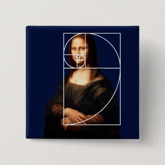 Leonardo da Vinci Mona Lisa Fibonacci Sequence 2 Inch Square Button