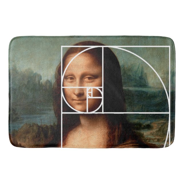 Leonardo da Vinci Mona Lisa Fibonacci Sequence Bath Mat (Front)