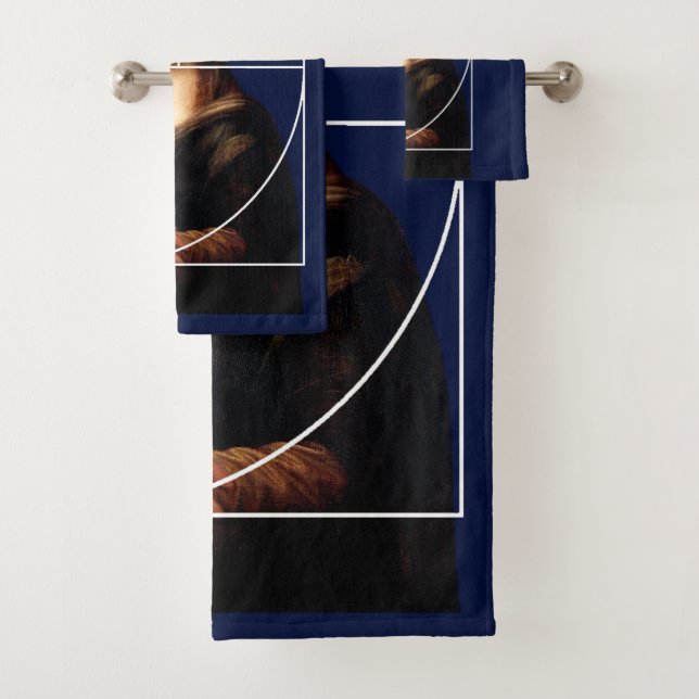 Leonardo da Vinci Mona Lisa Fibonacci Sequence Bath Towel Set (Insitu)