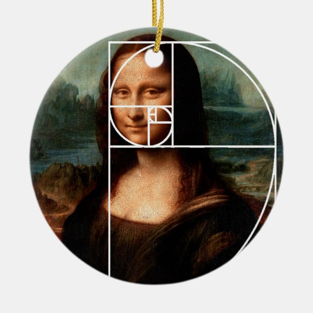Leonardo da Vinci Mona Lisa Fibonacci Sequence Ceramic Ornament (Front)