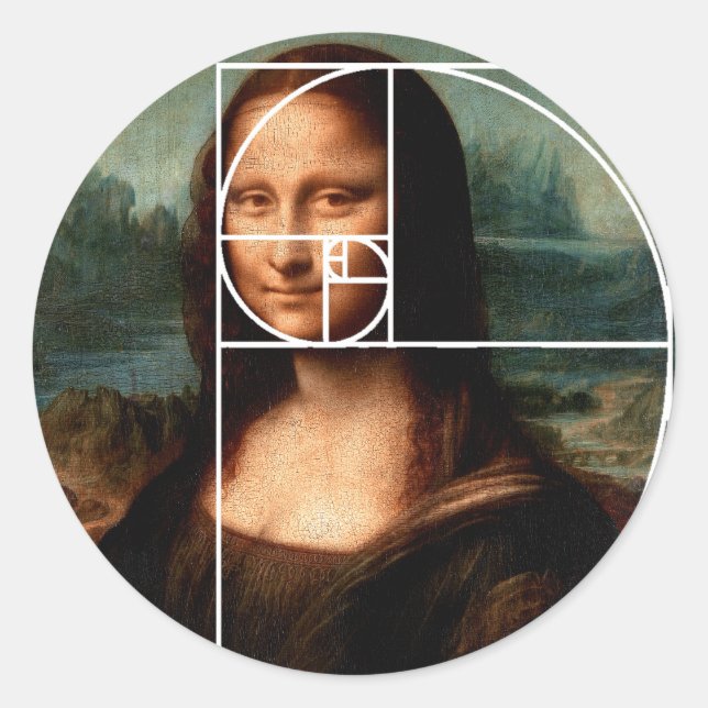 Leonardo da Vinci Mona Lisa Fibonacci Sequence Classic Round Sticker (Front)