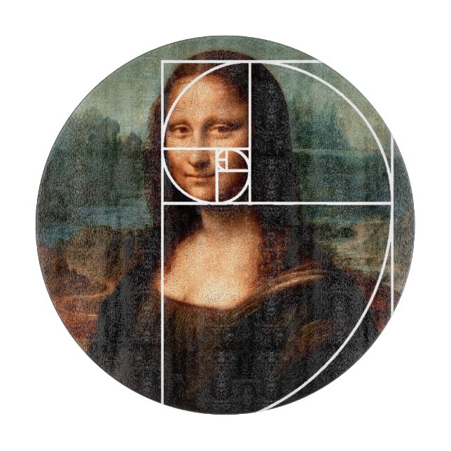 Leonardo da Vinci Mona Lisa Fibonacci Sequence Cutting Board (Front)