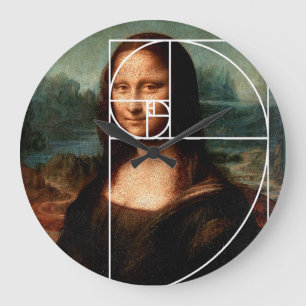 Leonardo da Vinci Mona Lisa Fibonacci Sequence Large Clock