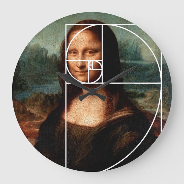Leonardo da Vinci Mona Lisa Fibonacci Sequence Large Clock (Front)
