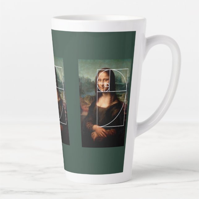 Leonardo da Vinci Mona Lisa Fibonacci Sequence Latte Mug (Right)